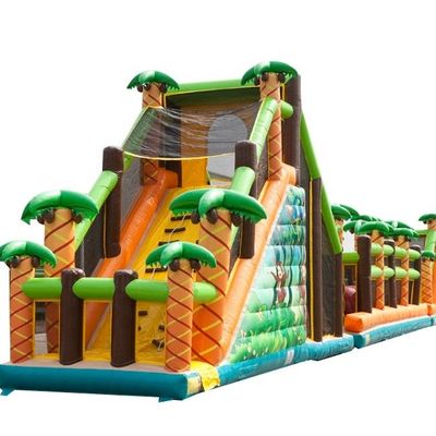Longues courses d'obstacles gonflables pour adultes et enfants dans la jungle