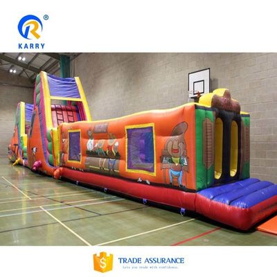 Parc d'attractions en plein air de couleur personnalisée Parcours d'obstacles gonflable pour enfants et adultes