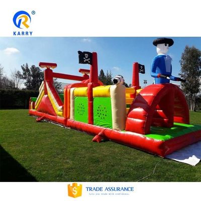 Parc d'attractions en plein air de couleur personnalisée Parcours d'obstacles gonflable pour enfants et adultes