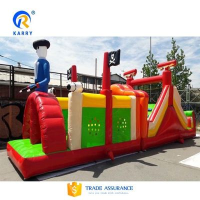Parc d'attractions en plein air de couleur personnalisée Parcours d'obstacles gonflable pour enfants et adultes