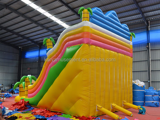 Jeu de parc en plein air à 2 voies, palmier tropical en PVC gonflable, trampoline à saut de dinosaure