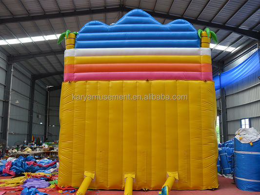 Jeu de parc en plein air à 2 voies, palmier tropical en PVC gonflable, trampoline à saut de dinosaure