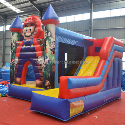 0.55mm PVC Vinyl Tarpaulin gonflable Mario Bounce House Combo Château glisser avec souffleur