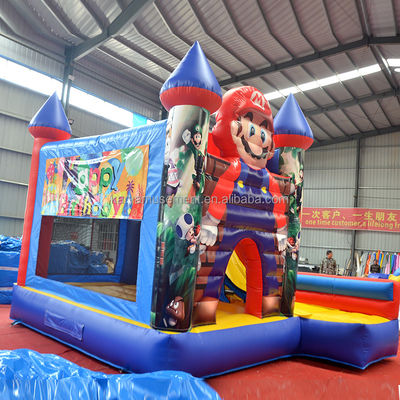 0.55mm PVC Vinyl Tarpaulin gonflable Mario Bounce House Combo Château glisser avec souffleur