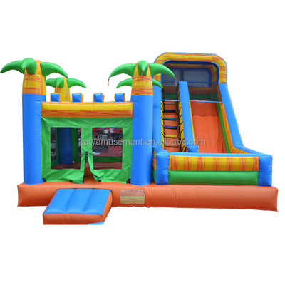 Château de location de palmier Château gonflable avec piscine à toboggan CE/EN71/EN14960 certifié