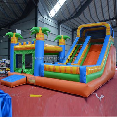 Château de location de palmier Château gonflable avec piscine à toboggan CE/EN71/EN14960 certifié