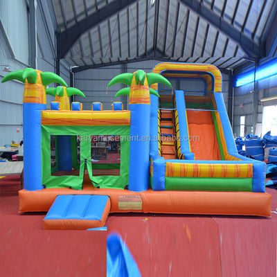 Château de location de palmier Château gonflable avec piscine à toboggan CE/EN71/EN14960 certifié