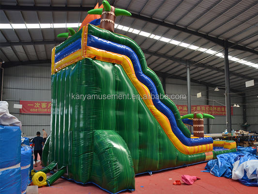 32 pieds Jumbo Palm Tree Slide gonflable solaire avec enfants jouent à la piscine et le toboggan