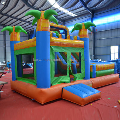 Château de location de palmier Château gonflable avec piscine à toboggan CE/EN71/EN14960 certifié