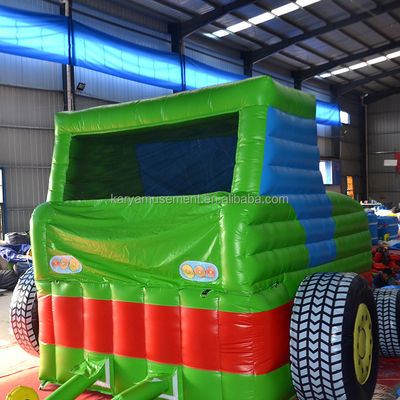Les enfants à l' intérieur à l' extérieur Bungee Trampoline gonflable Bouncy Castle Jumper Tracteur vert