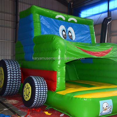 Les enfants à l' intérieur à l' extérieur Bungee Trampoline gonflable Bouncy Castle Jumper Tracteur vert