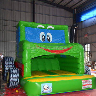 Les enfants à l' intérieur à l' extérieur Bungee Trampoline gonflable Bouncy Castle Jumper Tracteur vert