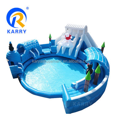 Piscine surdimensionnée Moonwalk Parc aquatique gonflable pour enfants et adultes Urse polaire toboggan aquatique
