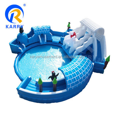 Piscine surdimensionnée Moonwalk Parc aquatique gonflable pour enfants et adultes Urse polaire toboggan aquatique