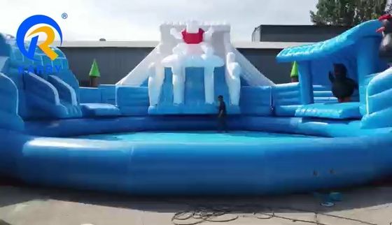 Piscine surdimensionnée Moonwalk Parc aquatique gonflable pour enfants et adultes Urse polaire toboggan aquatique