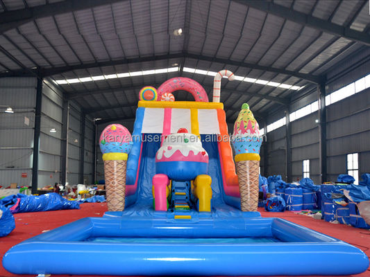 Fête commerciale Location de toboggan avec piscine pour enfants en rose glacé