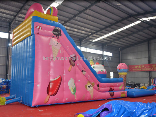 Fête commerciale Location de toboggan avec piscine pour enfants en rose glacé