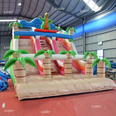 Équipement de divertissement pour les fêtes de famille Impression numérique Dinosaure Slide Château gonflable