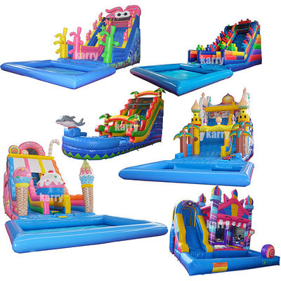 Glissière gonflable à thème bonbons avec piscine pour enfants et capacité maximale 100-500 kg