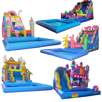 Glissière gonflable à thème bonbons avec piscine pour enfants et capacité maximale 100-500 kg