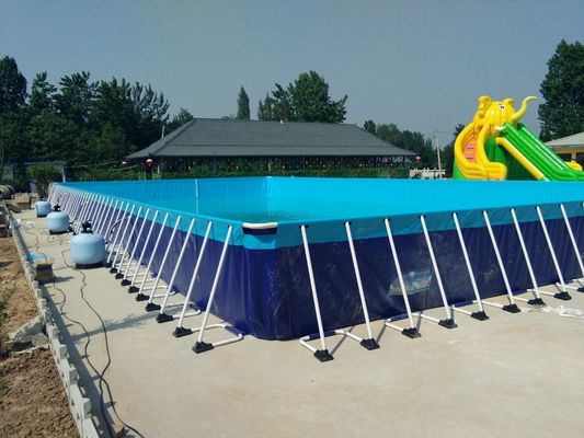 Piscine à cadre mental rectangulaire avec logo d'impression numérique 0.9 mm Matériau en PVC