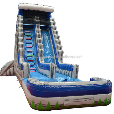 Grande capacité de 29 pieds de jardin commercial gris marbre gonflable toboggan avec piscine