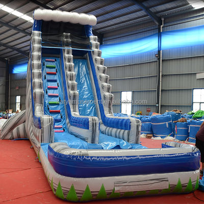 Grande capacité de 29 pieds de jardin commercial gris marbre gonflable toboggan avec piscine