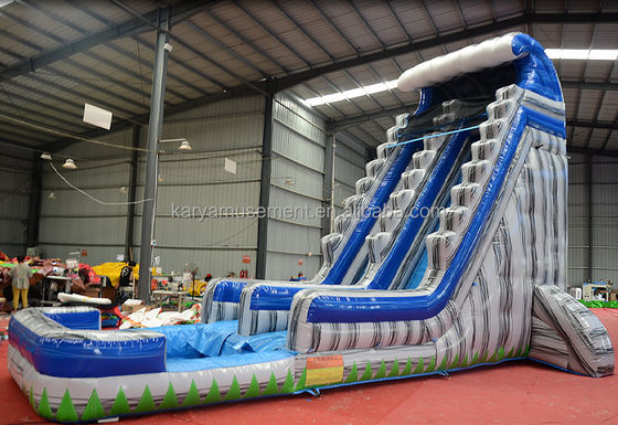 Grande capacité de 29 pieds de jardin commercial gris marbre gonflable toboggan avec piscine