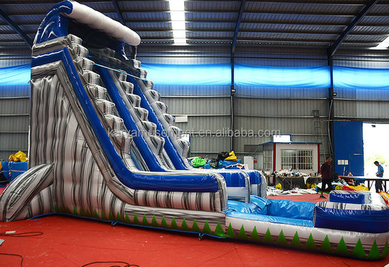 Grande capacité de 29 pieds de jardin commercial gris marbre gonflable toboggan avec piscine