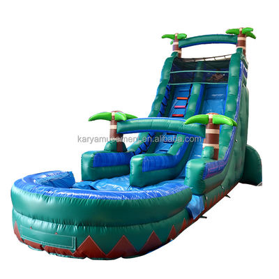 29ft Tropical Jump Water Slide Pool Commercial Backyard Big Palm Water Slide avec piscine