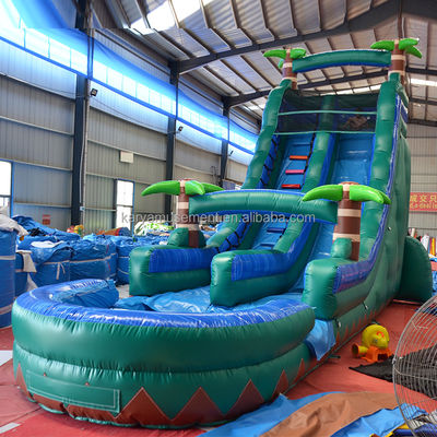 29ft Tropical Jump Water Slide Pool Commercial Backyard Big Palm Water Slide avec piscine