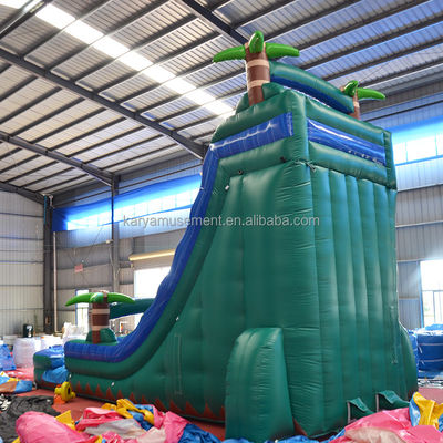 29ft Tropical Jump Water Slide Pool Commercial Backyard Big Palm Water Slide avec piscine
