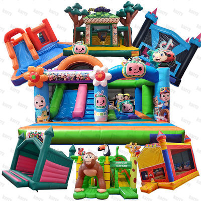 Commercial Grade PVC Petit enfant maison gonflable de rebond arrière Jumping château combo de glissement