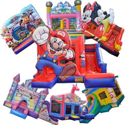 Commercial Grade PVC Petit enfant maison gonflable de rebond arrière Jumping château combo de glissement
