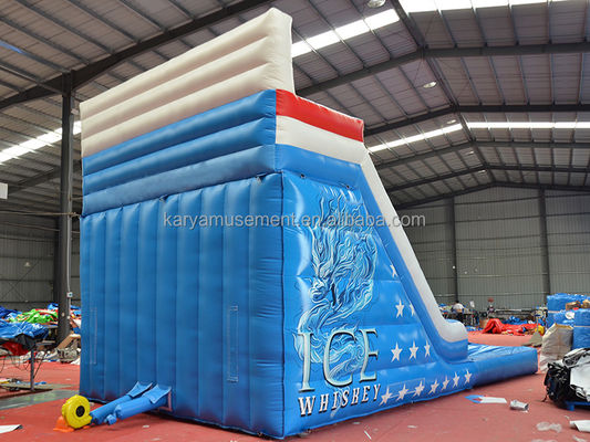 Glissière gonflable bleu dragon de qualité commerciale pour adultes avec 2 glissières et piscine à glissière