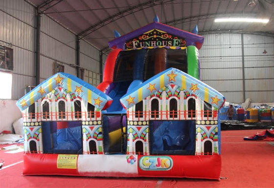 Parc d'attractions essentiel grand arc-en-ciel en PVC funhuose gonflable glissement humide et sec