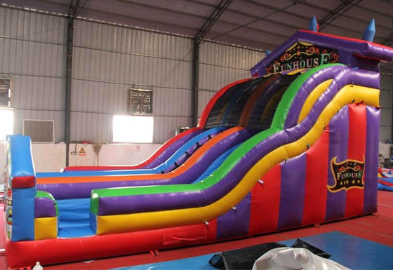 Parc d'attractions essentiel grand arc-en-ciel en PVC funhuose gonflable glissement humide et sec