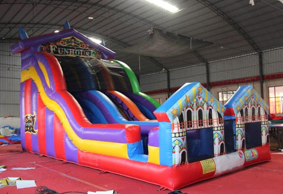 Parc d'attractions essentiel grand arc-en-ciel en PVC funhuose gonflable glissement humide et sec