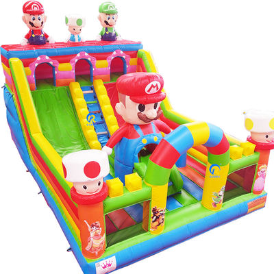 Jeux pour enfants en plein air Mario Thème Trampoline aérien Château gonflable avec glissement