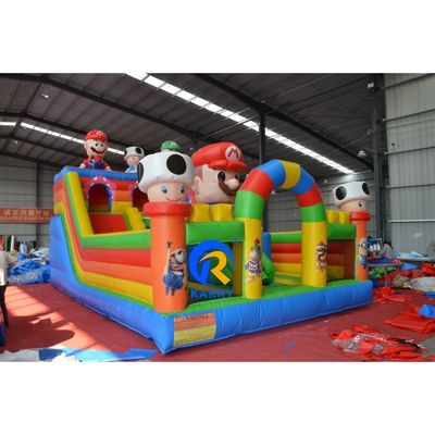 Jeux pour enfants en plein air Mario Thème Trampoline aérien Château gonflable avec glissement
