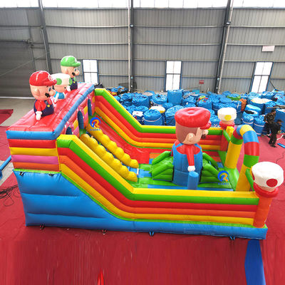 Jeux pour enfants en plein air Mario Thème Trampoline aérien Château gonflable avec glissement