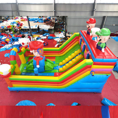 Jeux pour enfants en plein air Mario Thème Trampoline aérien Château gonflable avec glissement