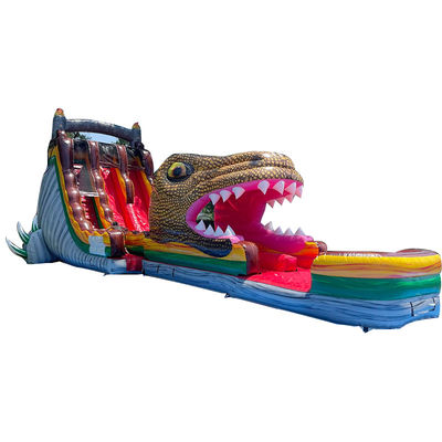 Glissière gonflable en PVC sur mesure sur le thème du dinosaure jurassique Glissière d'eau avec piscine