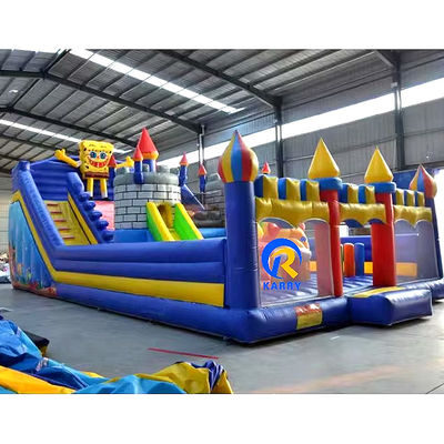 Parc de jeux de château gonflable bleu pour enfants OEM Accepté Design de dessin animé classique