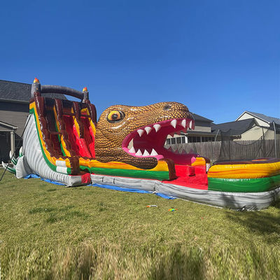 Glissière gonflable en PVC sur mesure sur le thème du dinosaure jurassique Glissière d'eau avec piscine