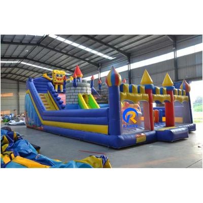 Parc de jeux de château gonflable bleu pour enfants OEM Accepté Design de dessin animé classique