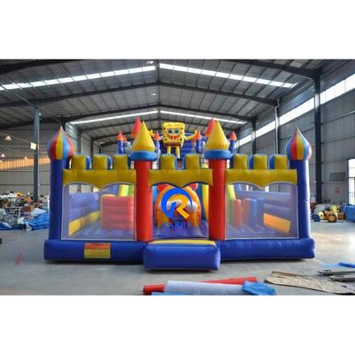 Parc de jeux de château gonflable bleu pour enfants OEM Accepté Design de dessin animé classique