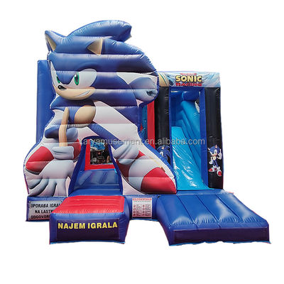Caractéristiques unisexes personnalisées Sonic Bounce House Combo Slide gonflable pour la location de fête