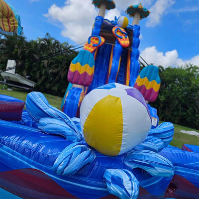 Des jeux de toboggans en PVC gonflables avec une grande piscine en forme de fleur