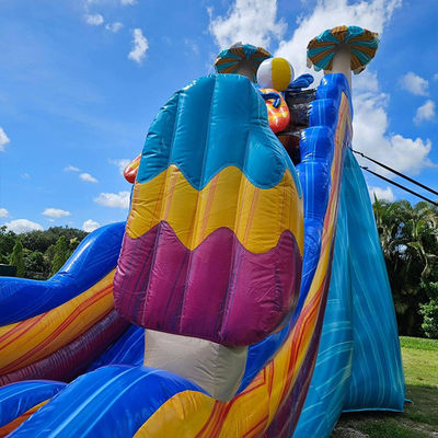Des jeux de toboggans en PVC gonflables avec une grande piscine en forme de fleur